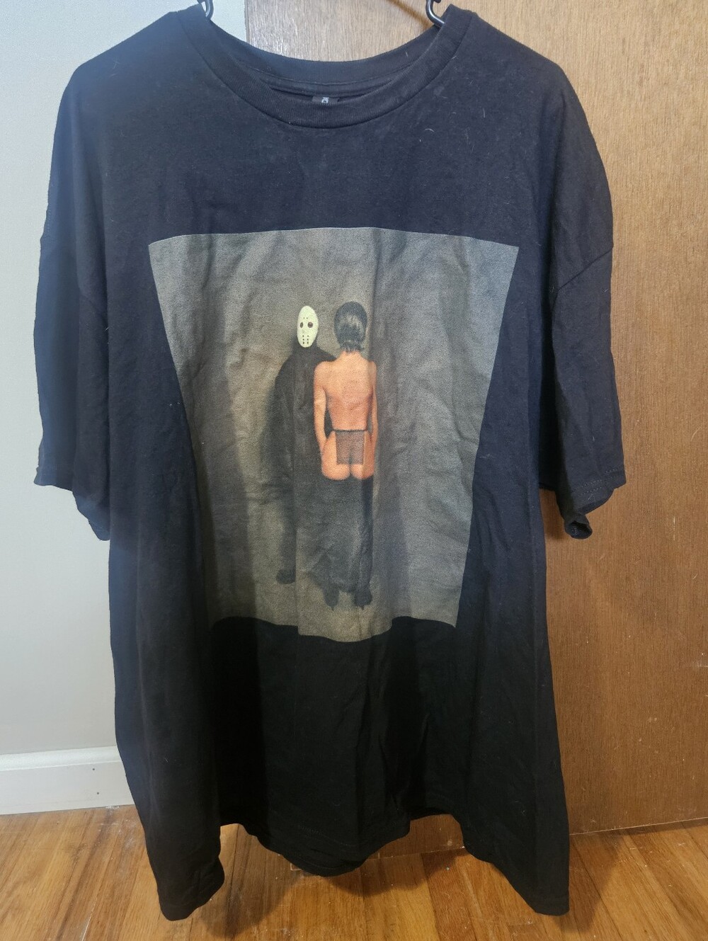 Black Short Sleeve Tee Shirt with Ye Kanye West & Bianca Figure Print Size 2XL